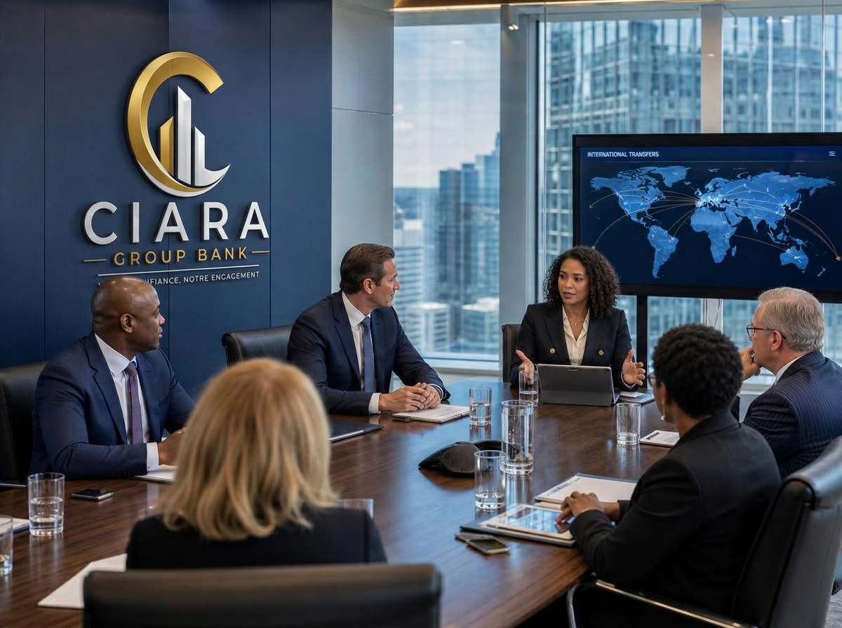 CIARA Group Bank business meeting about international transfers